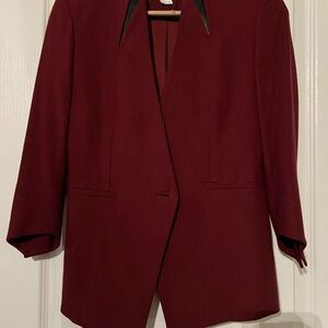 Helmut Lang Maroon Jacket with Black Leather Details